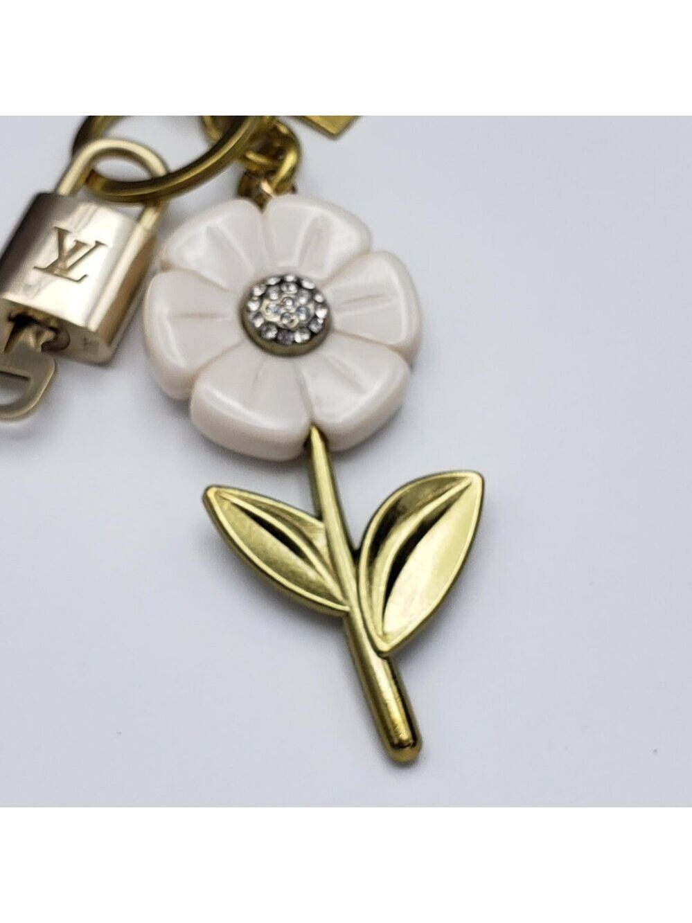 Authentic Louis Vuitton Lock & Key with Unbranded Flower Charm, Keychain - Picture 9 of 11